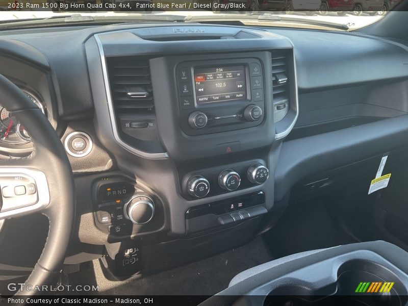 Patriot Blue Pearl / Diesel Gray/Black 2023 Ram 1500 Big Horn Quad Cab 4x4