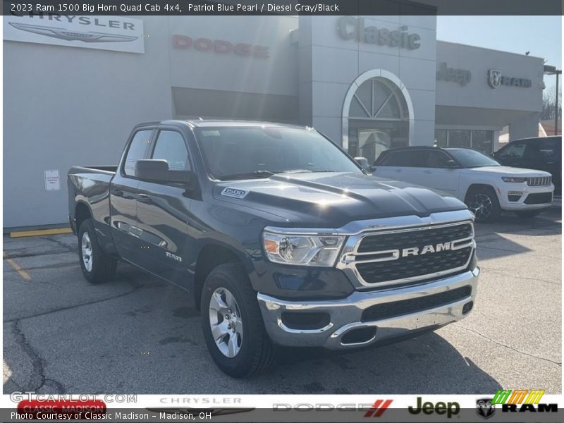 Patriot Blue Pearl / Diesel Gray/Black 2023 Ram 1500 Big Horn Quad Cab 4x4