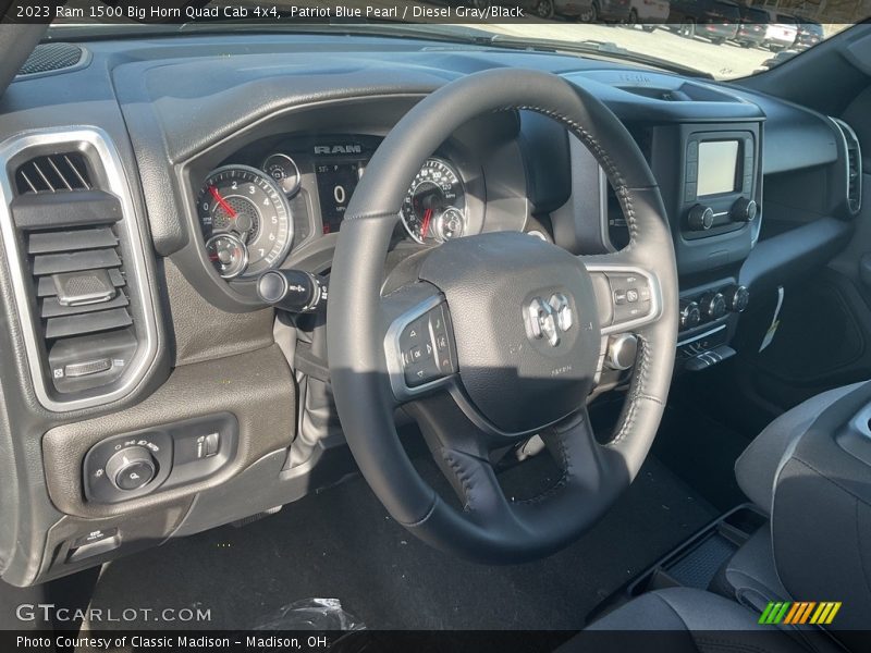 Patriot Blue Pearl / Diesel Gray/Black 2023 Ram 1500 Big Horn Quad Cab 4x4
