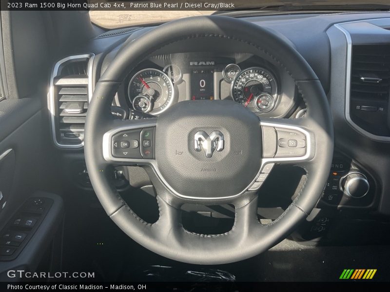 Patriot Blue Pearl / Diesel Gray/Black 2023 Ram 1500 Big Horn Quad Cab 4x4