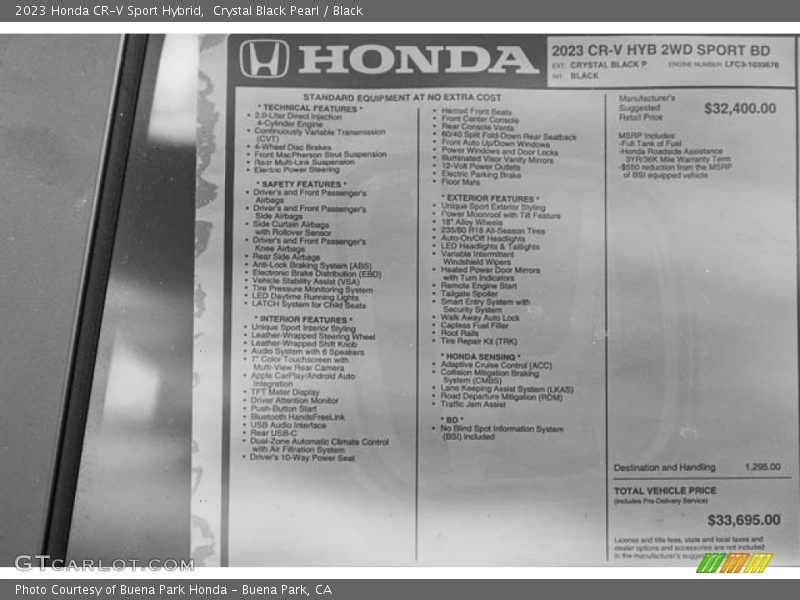 Crystal Black Pearl / Black 2023 Honda CR-V Sport Hybrid