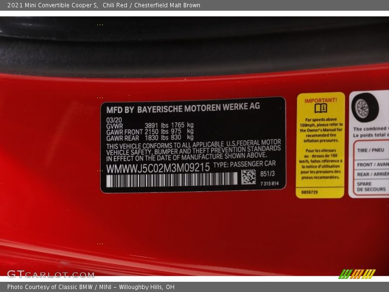 Chili Red / Chesterfield Malt Brown 2021 Mini Convertible Cooper S