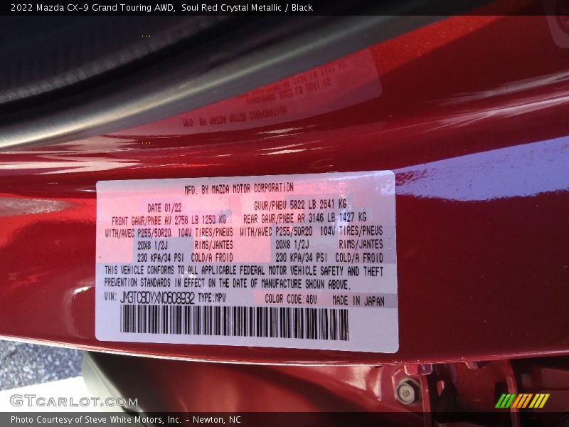 Soul Red Crystal Metallic / Black 2022 Mazda CX-9 Grand Touring AWD