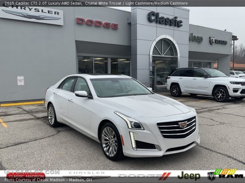 Crystal White Tricoat / Light Cashmere/Medium Cashmere 2015 Cadillac CTS 2.0T Luxury AWD Sedan