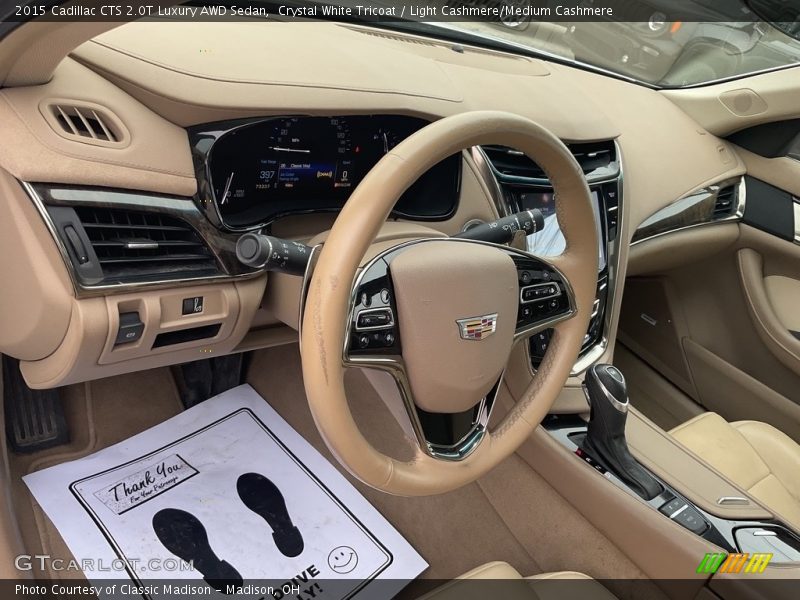 Crystal White Tricoat / Light Cashmere/Medium Cashmere 2015 Cadillac CTS 2.0T Luxury AWD Sedan
