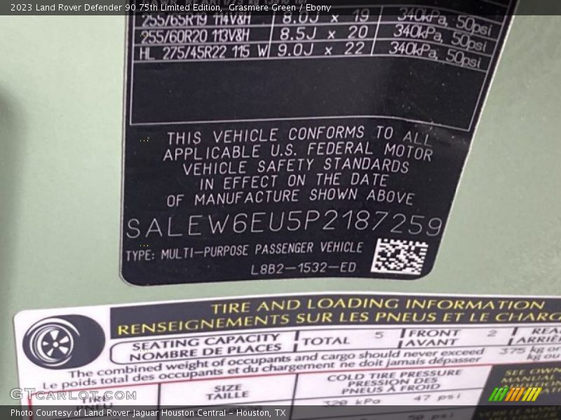 Grasmere Green / Ebony 2023 Land Rover Defender 90 75th Limited Edition