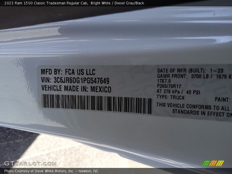 Bright White / Diesel Gray/Black 2023 Ram 1500 Classic Tradesman Regular Cab