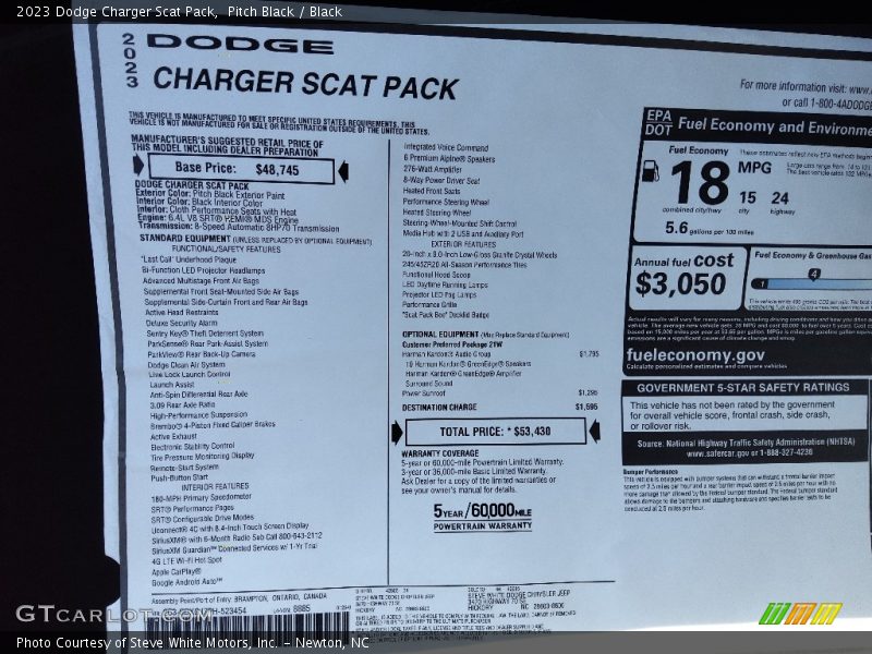  2023 Charger Scat Pack Window Sticker