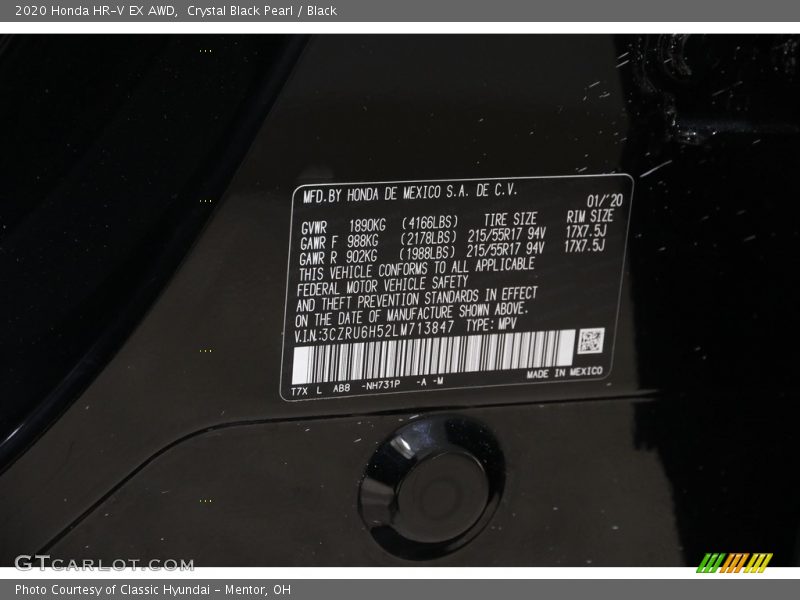 Crystal Black Pearl / Black 2020 Honda HR-V EX AWD