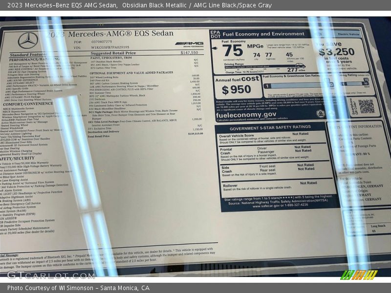  2023 EQS AMG Sedan Window Sticker