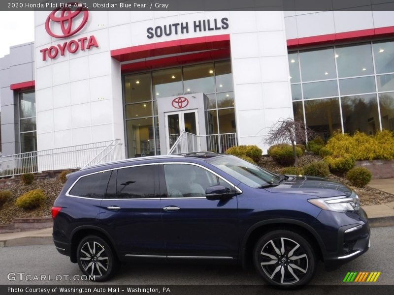 Obsidian Blue Pearl / Gray 2020 Honda Pilot Elite AWD