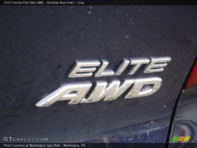 Obsidian Blue Pearl / Gray 2020 Honda Pilot Elite AWD