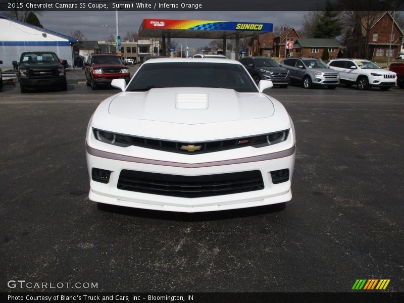 Summit White / Inferno Orange 2015 Chevrolet Camaro SS Coupe