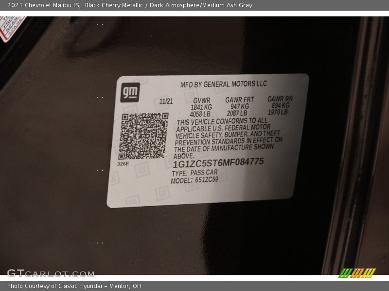 Black Cherry Metallic / Dark Atmosphere/Medium Ash Gray 2021 Chevrolet Malibu LS