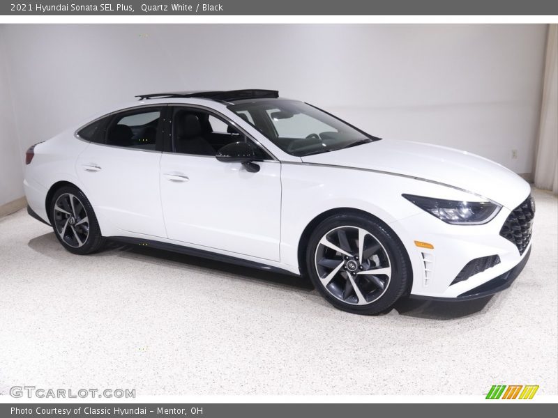 Quartz White / Black 2021 Hyundai Sonata SEL Plus