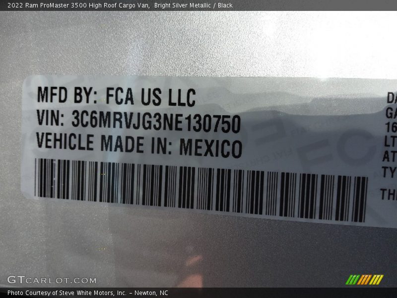 Bright Silver Metallic / Black 2022 Ram ProMaster 3500 High Roof Cargo Van