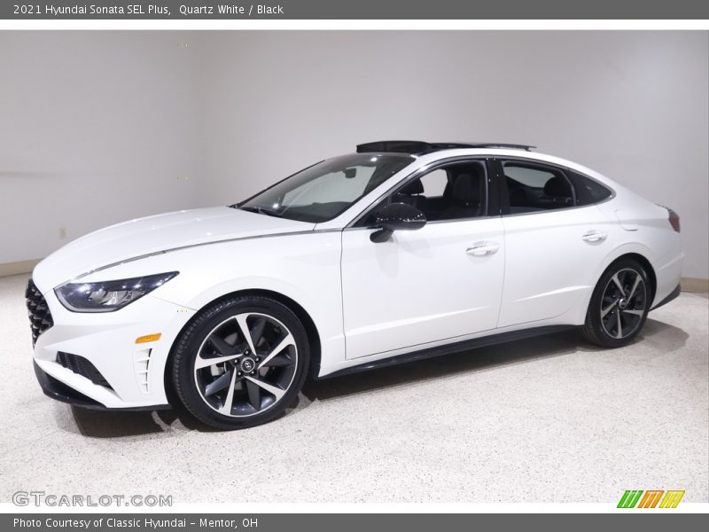 Quartz White / Black 2021 Hyundai Sonata SEL Plus