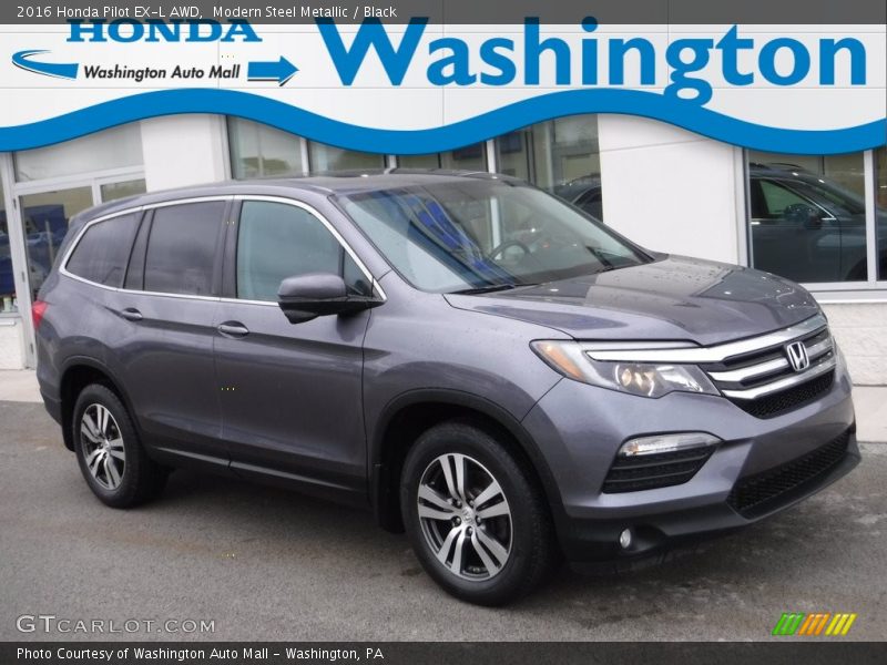 Modern Steel Metallic / Black 2016 Honda Pilot EX-L AWD