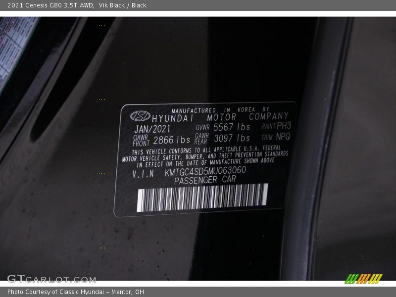 Vik Black / Black 2021 Genesis G80 3.5T AWD