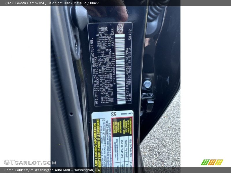 Midnight Black Metallic / Black 2023 Toyota Camry XSE