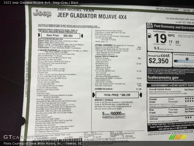 Sting-Gray / Black 2023 Jeep Gladiator Mojave 4x4