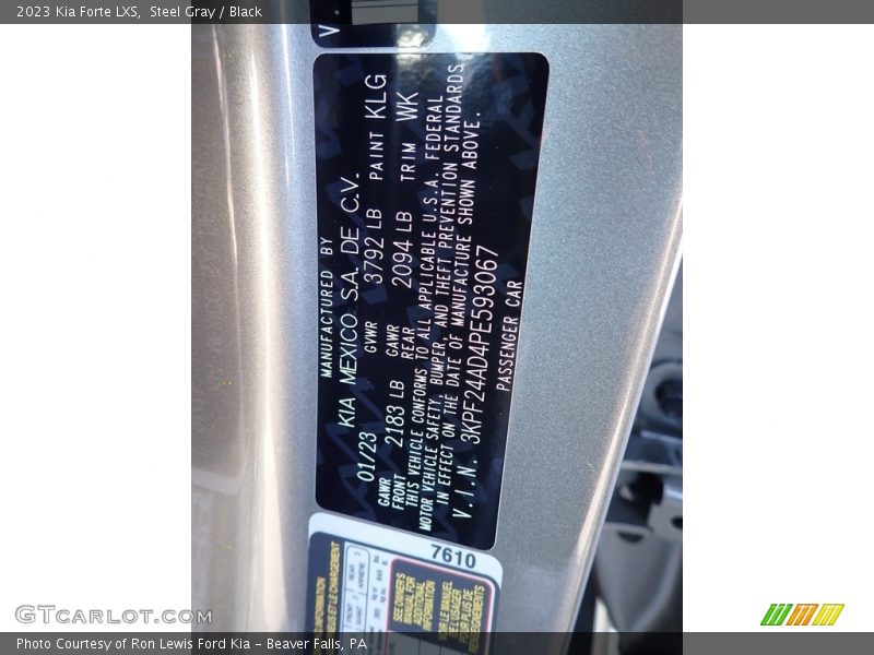 Steel Gray / Black 2023 Kia Forte LXS