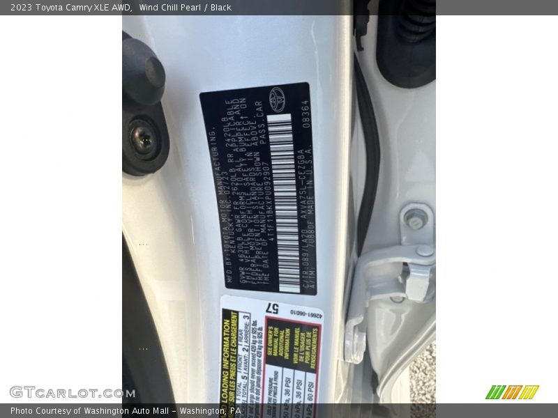 Wind Chill Pearl / Black 2023 Toyota Camry XLE AWD