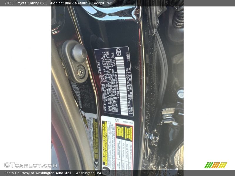 2023 Camry XSE Midnight Black Metallic Color Code 218