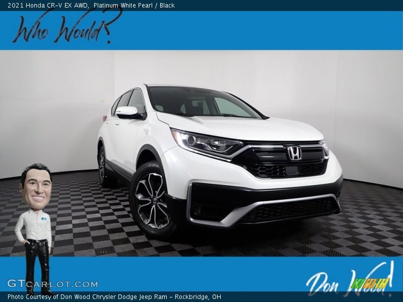 Platinum White Pearl / Black 2021 Honda CR-V EX AWD
