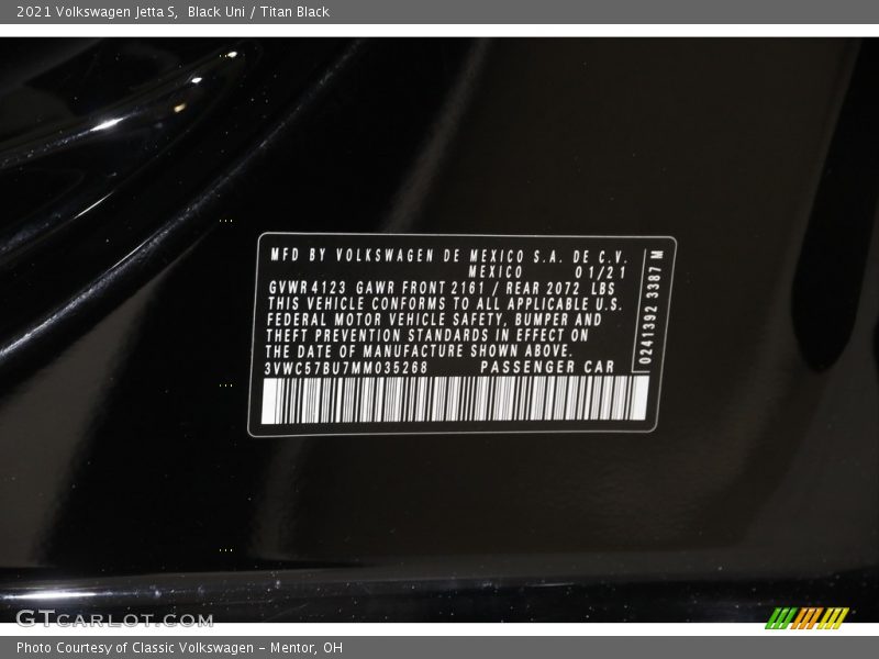 Black Uni / Titan Black 2021 Volkswagen Jetta S