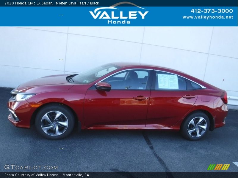 Molten Lava Pearl / Black 2020 Honda Civic LX Sedan