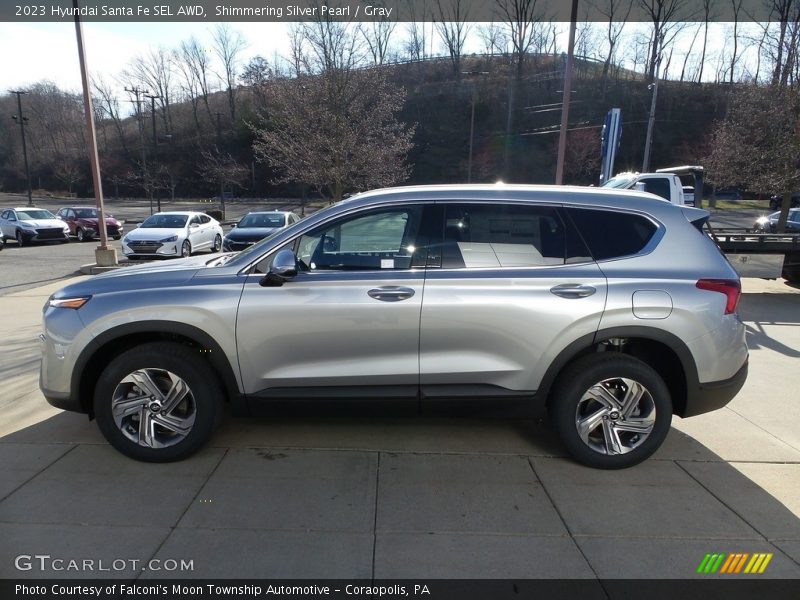 Shimmering Silver Pearl / Gray 2023 Hyundai Santa Fe SEL AWD