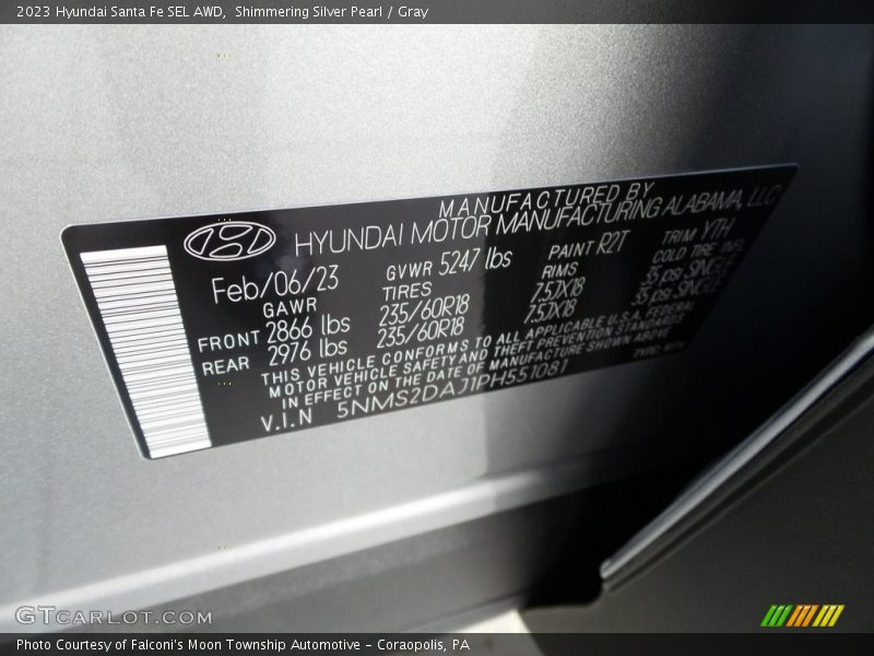 Shimmering Silver Pearl / Gray 2023 Hyundai Santa Fe SEL AWD