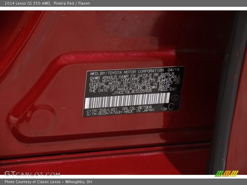 Riviera Red / Flaxen 2014 Lexus GS 350 AWD