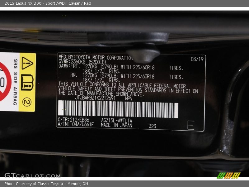 Caviar / Red 2019 Lexus NX 300 F Sport AWD