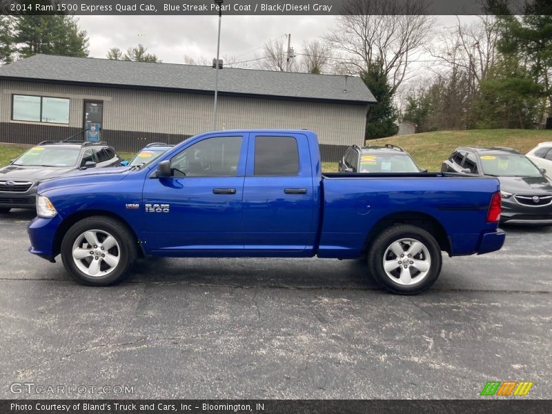 Blue Streak Pearl Coat / Black/Diesel Gray 2014 Ram 1500 Express Quad Cab