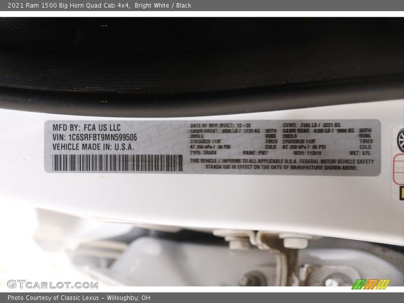 Bright White / Black 2021 Ram 1500 Big Horn Quad Cab 4x4