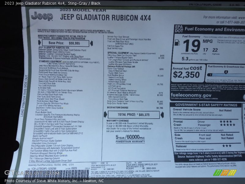 Sting-Gray / Black 2023 Jeep Gladiator Rubicon 4x4
