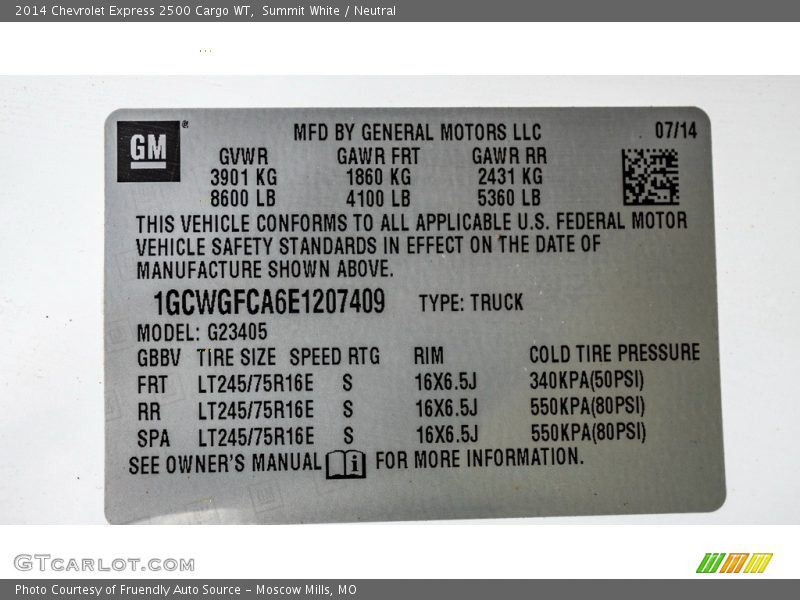 Summit White / Neutral 2014 Chevrolet Express 2500 Cargo WT