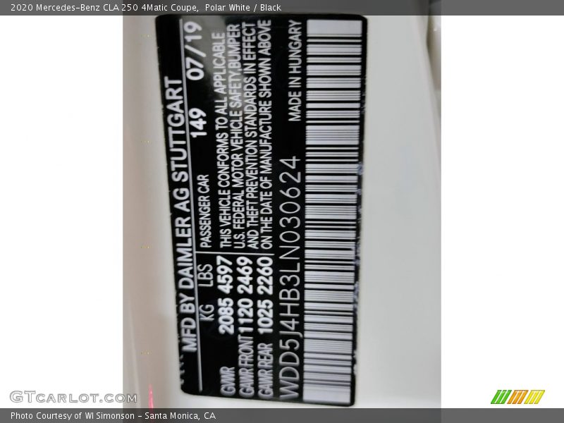 Polar White / Black 2020 Mercedes-Benz CLA 250 4Matic Coupe