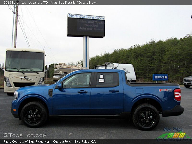 Atlas Blue Metallic / Desert Brown 2023 Ford Maverick Lariat AWD