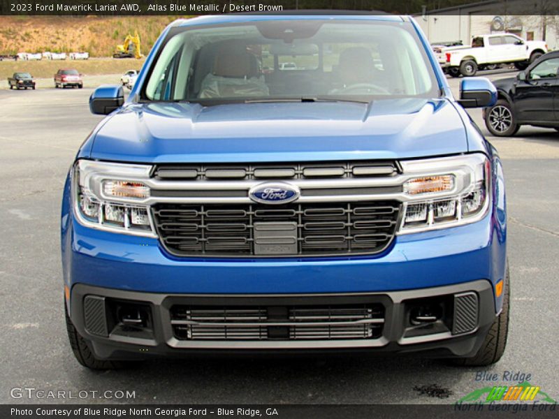 Atlas Blue Metallic / Desert Brown 2023 Ford Maverick Lariat AWD