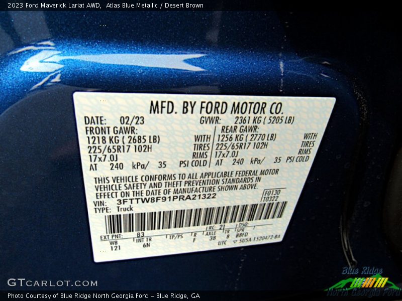 2023 Maverick Lariat AWD Atlas Blue Metallic Color Code B3