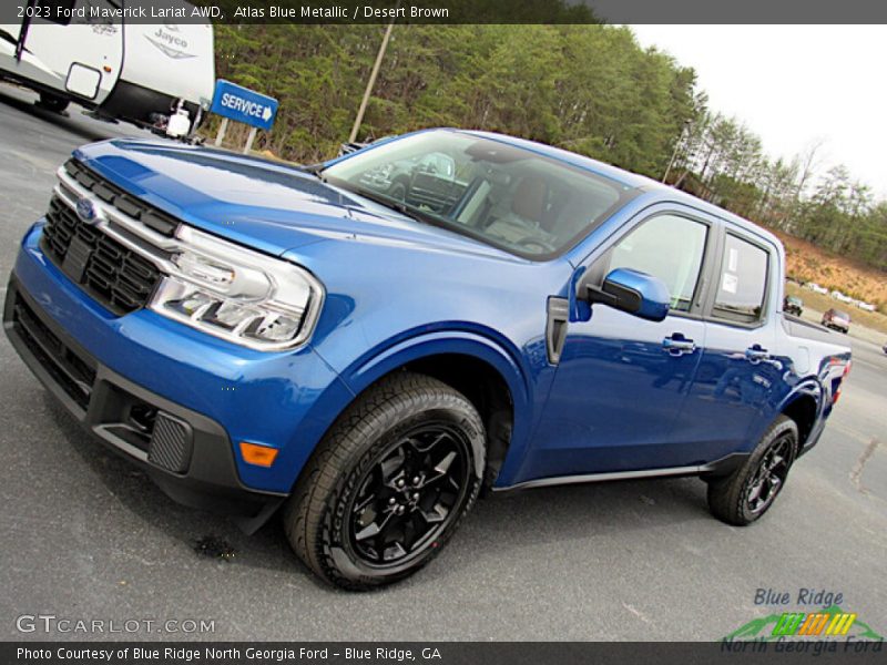 Atlas Blue Metallic / Desert Brown 2023 Ford Maverick Lariat AWD