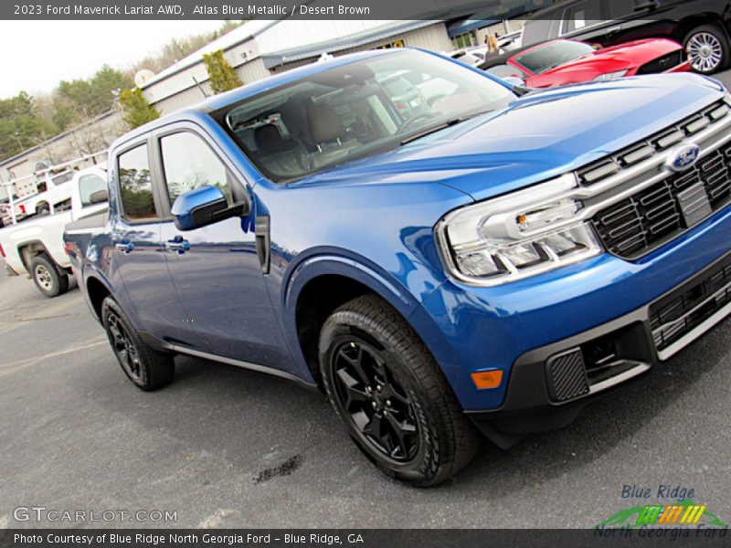 Atlas Blue Metallic / Desert Brown 2023 Ford Maverick Lariat AWD