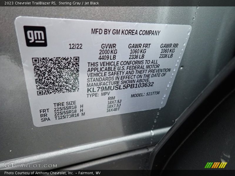 Sterling Gray / Jet Black 2023 Chevrolet TrailBlazer RS