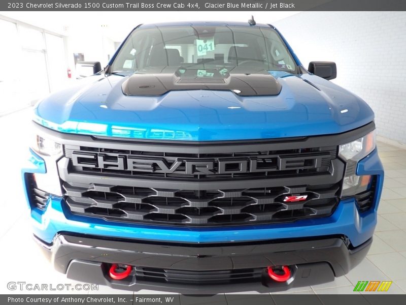 Glacier Blue Metallic / Jet Black 2023 Chevrolet Silverado 1500 Custom Trail Boss Crew Cab 4x4