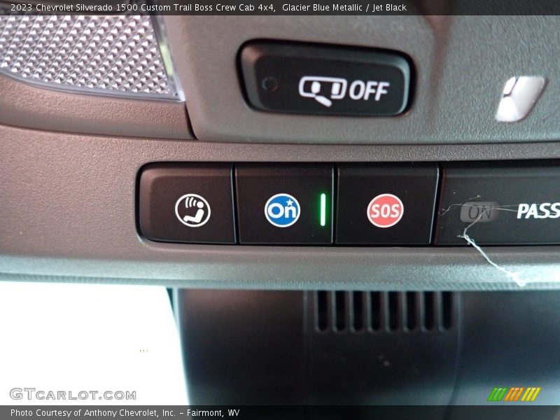 Glacier Blue Metallic / Jet Black 2023 Chevrolet Silverado 1500 Custom Trail Boss Crew Cab 4x4