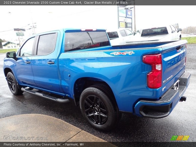Glacier Blue Metallic / Jet Black 2023 Chevrolet Silverado 1500 Custom Crew Cab 4x4