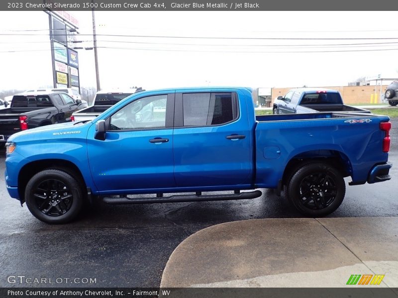 Glacier Blue Metallic / Jet Black 2023 Chevrolet Silverado 1500 Custom Crew Cab 4x4